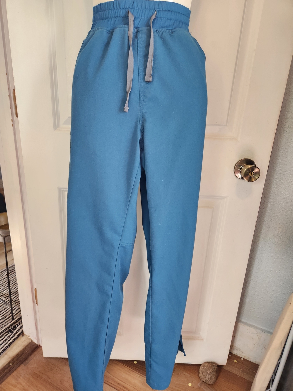 Women's Caribbean Blue Elastic Waist Scrub Pants